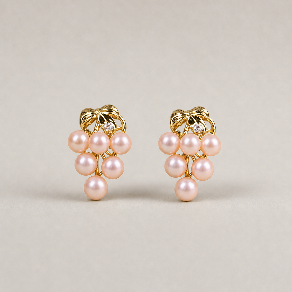 Roselle Cluster 6-7mm pink freshwater pearl earrings