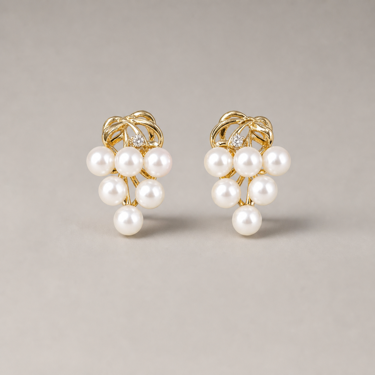 Roselle Cluster 6-7mm white freshwater pearl earrings