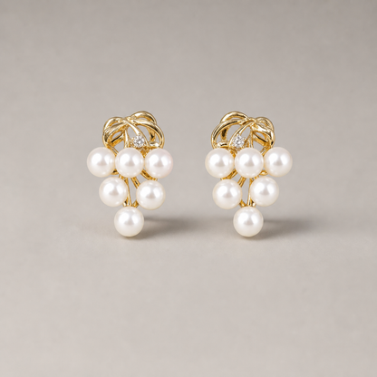 Roselle Cluster 6-7mm white freshwater pearl earrings