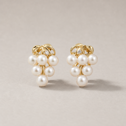 Roselle Cluster 7-8mm white freshwater pearl earrings