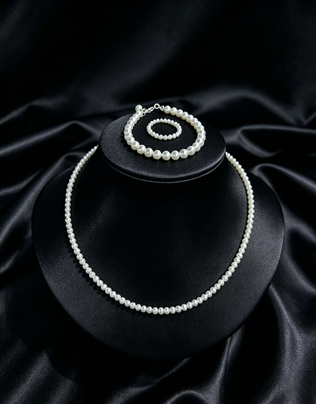 Essentials layered white freshwater pearl necklace and bracelet set