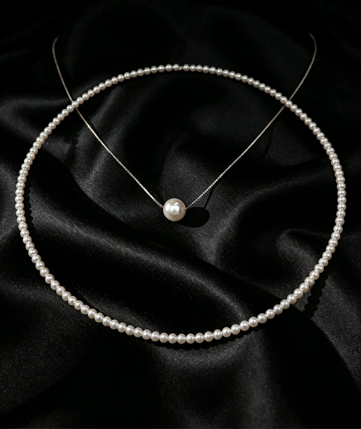 Duet layered white freshwater pearl necklace set