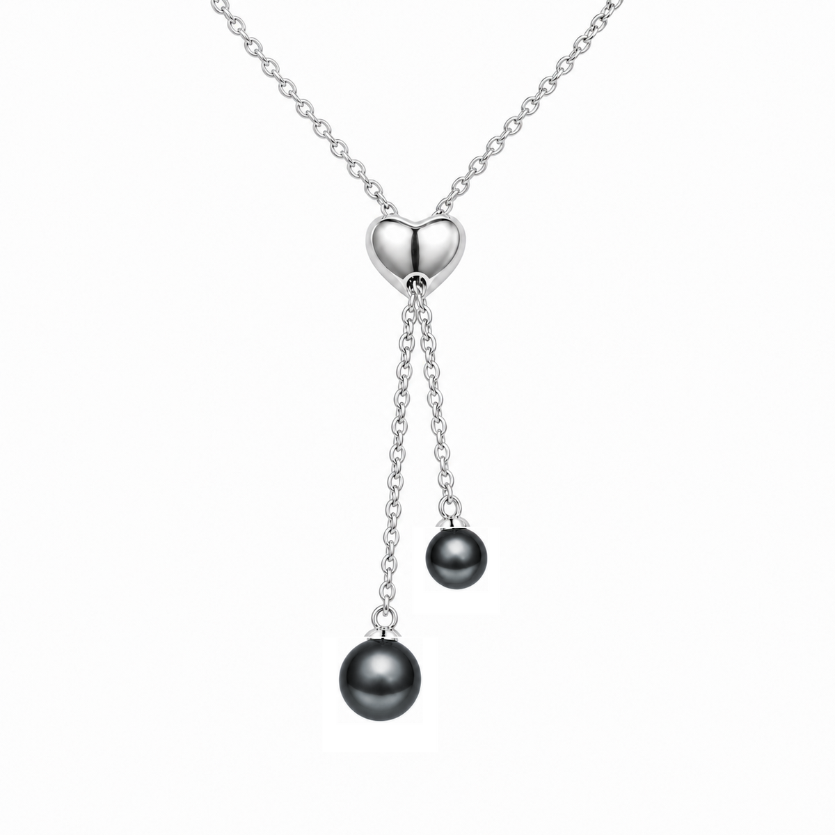 Smile 10mm Platinum Gray Tahitian South Sea pearl Y-style pendant