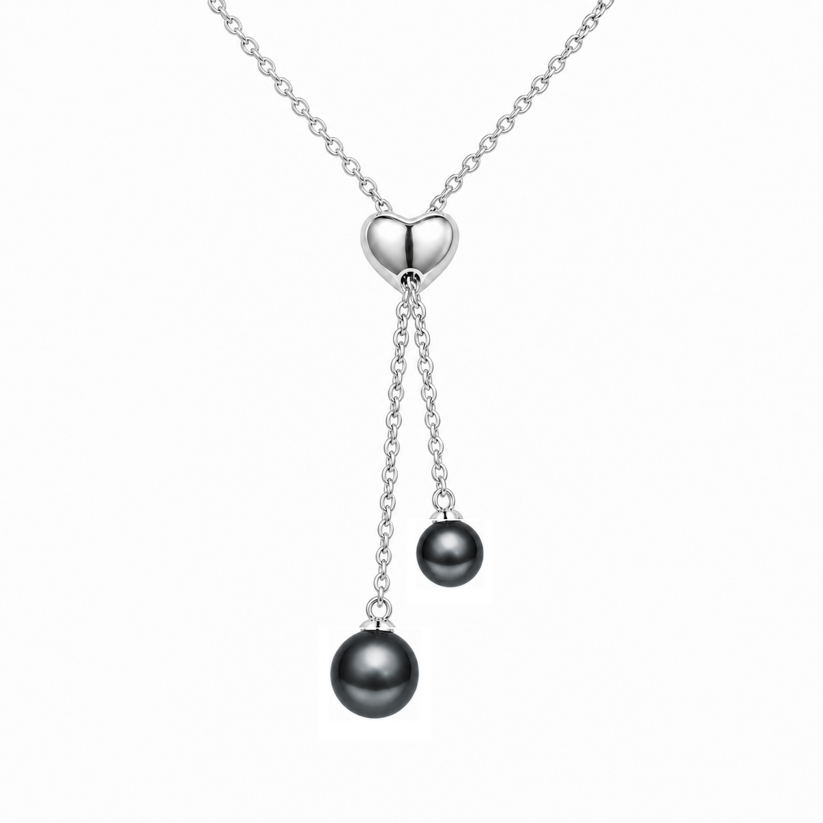 Smile 11mm Platinum Gray Tahitian South Sea pearl Y-style pendant