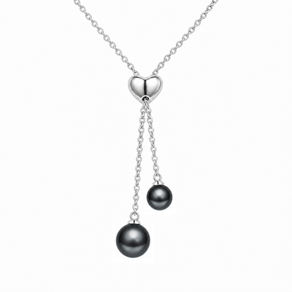 Smile 12mm Platinum Gray Tahitian South Sea pearl Y-style pendant