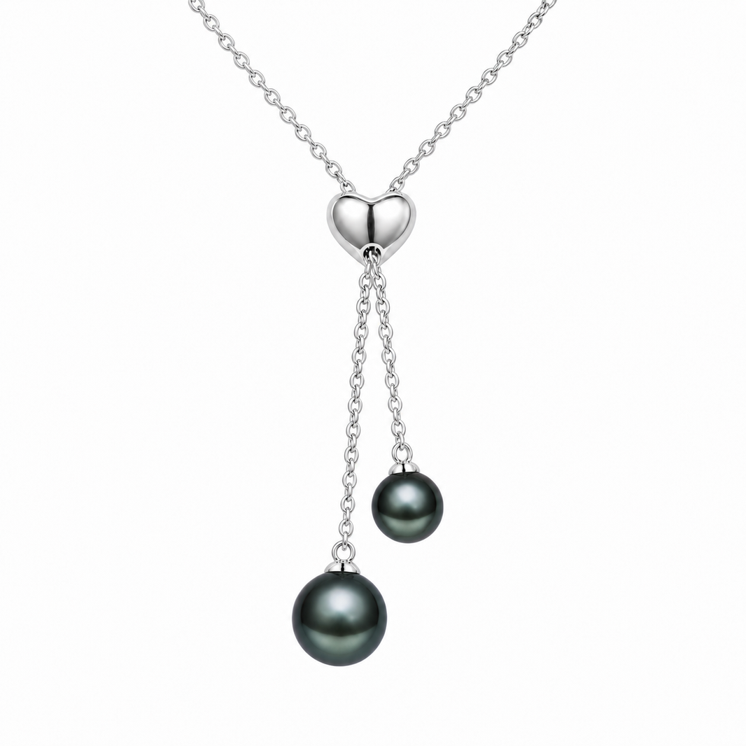 Smile 13mm Lagoon (Black) Tahitian South Sea pearl Y-style pendant