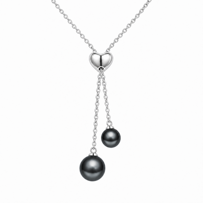 Smile 13mm Platinum Gray Tahitian South Sea pearl Y-style pendant