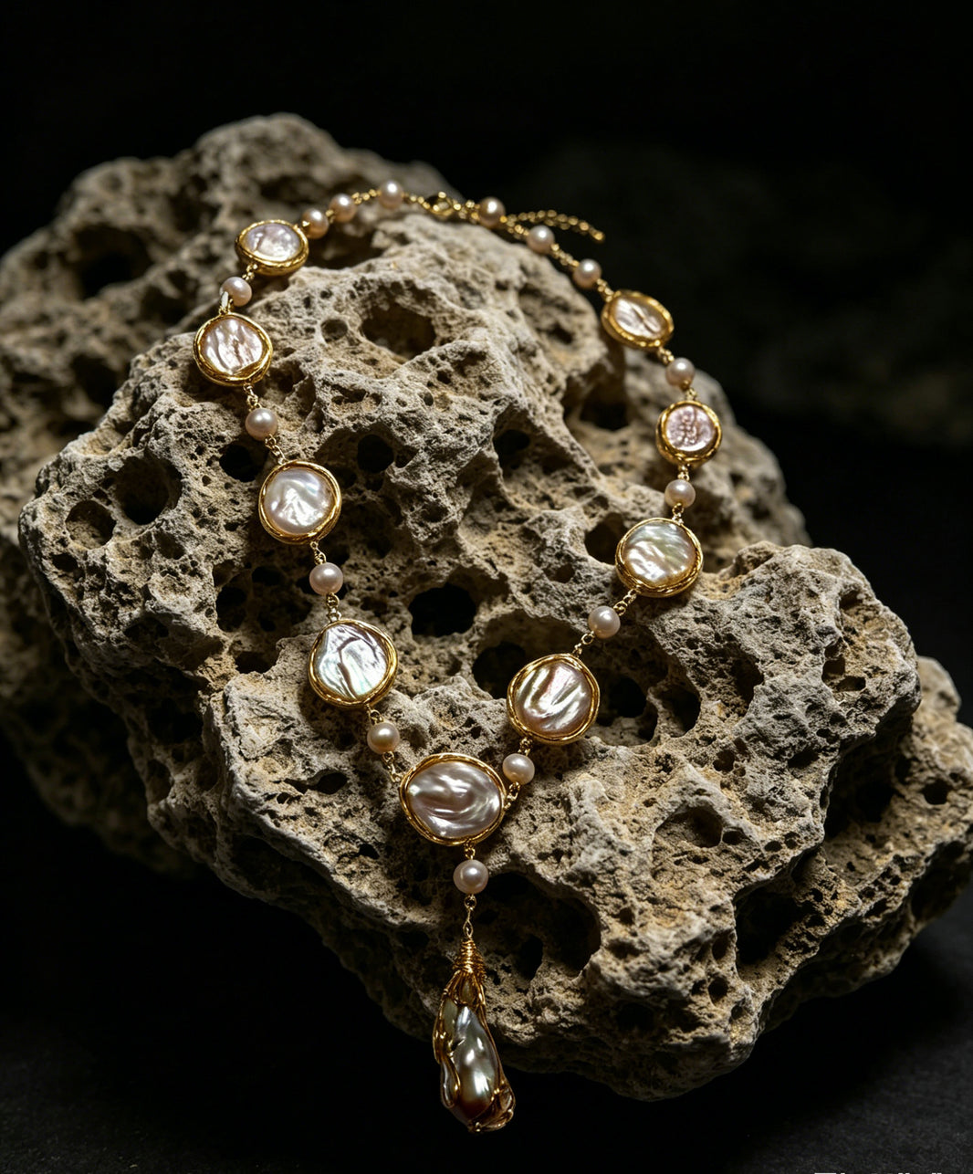 VARI Solenne baroque coin pearl statement necklace product view