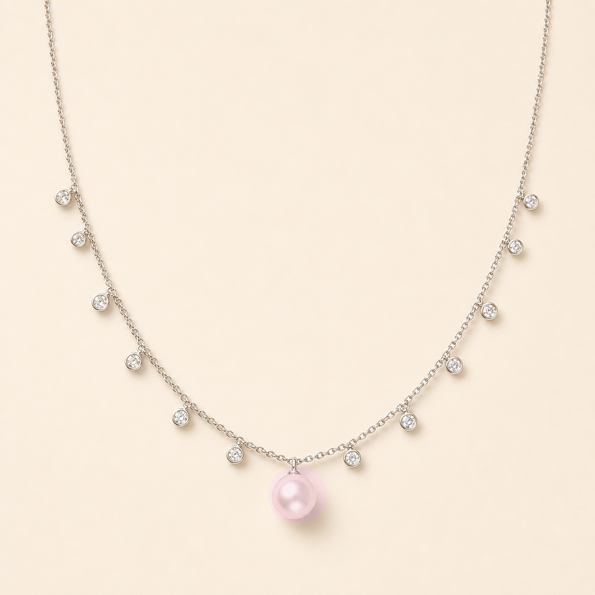 Starlight Rose White Australian White South Sea pearl cubic zirconia pendant necklace
