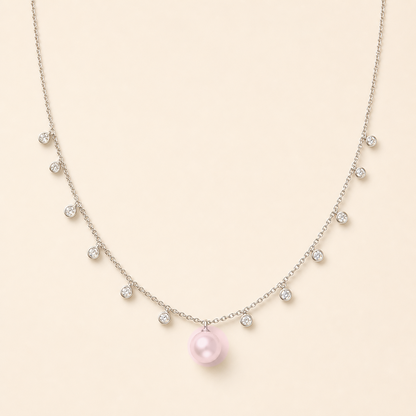 Starlight Rose White Australian White South Sea pearl cubic zirconia pendant necklace