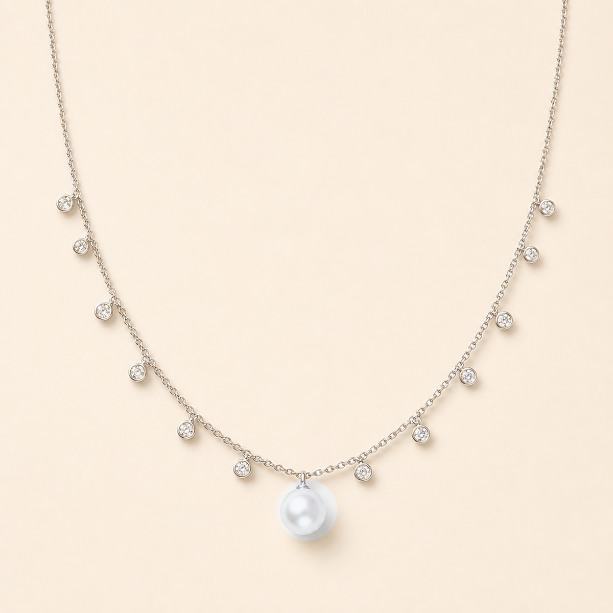Starlight Silver White Australian White South Sea pearl cubic zirconia pendant necklace
