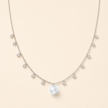 Starlight Silver White Australian White South Sea pearl cubic zirconia pendant necklace