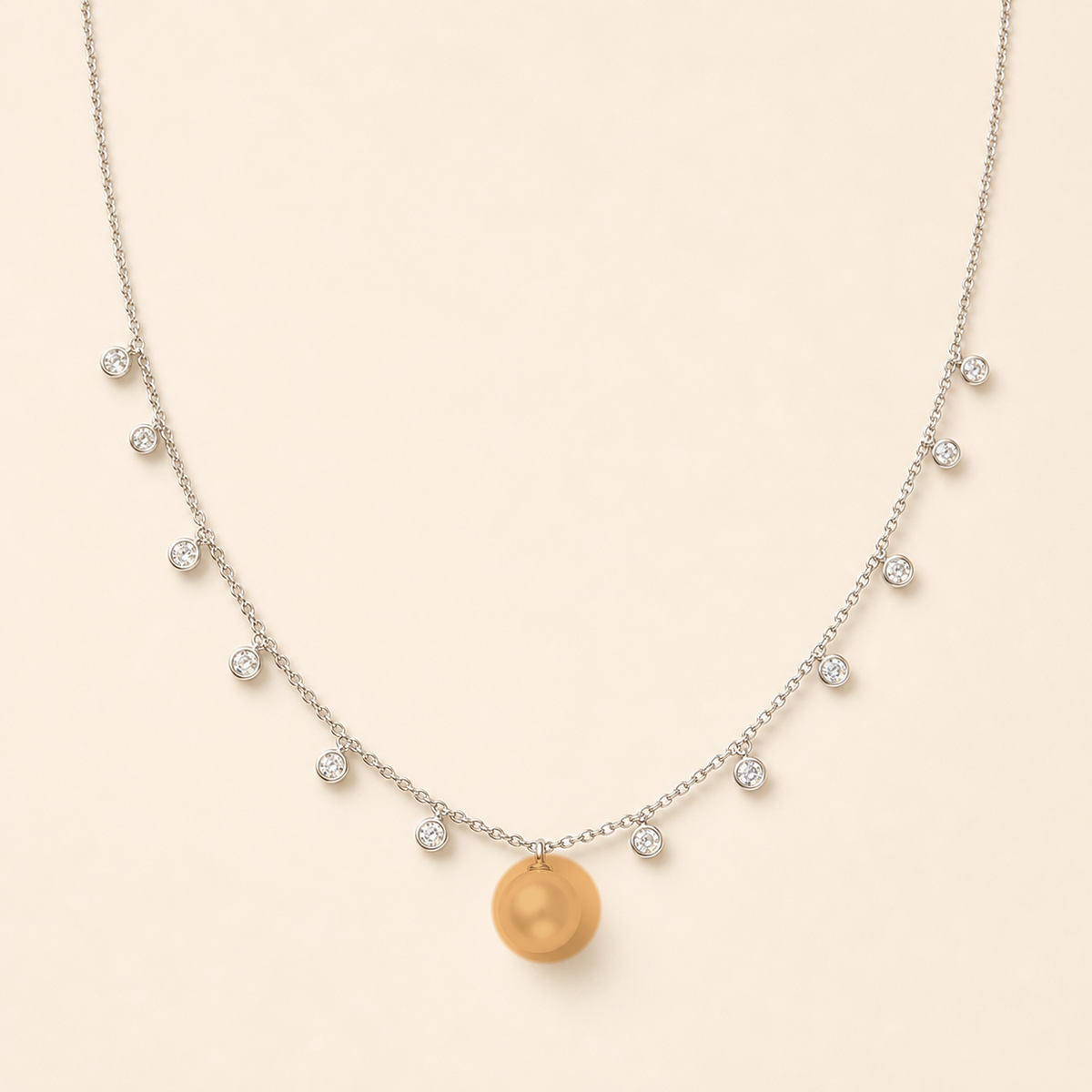 Starlight Rich Gold Golden South Sea pearl cubic zirconia pendant necklace