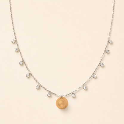 Starlight Rich Gold Golden South Sea pearl cubic zirconia pendant necklace