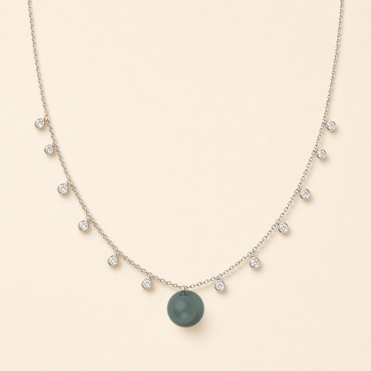 Starlight Lagoon (Black) Tahitian South Sea pearl cubic zirconia pendant necklace