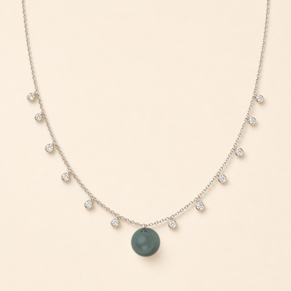 Starlight Lagoon (Black) Tahitian South Sea pearl cubic zirconia pendant necklace