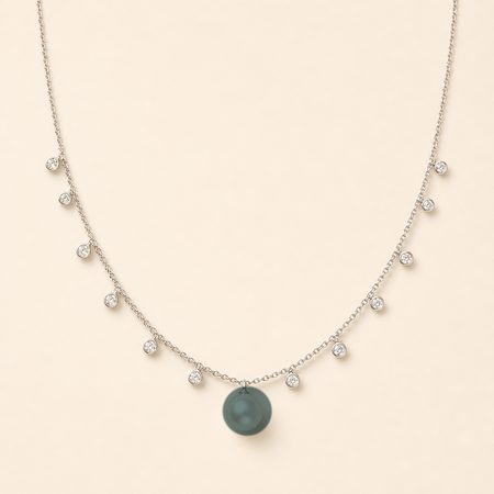 Starlight Lagoon (Black) Tahitian South Sea pearl cubic zirconia pendant necklace