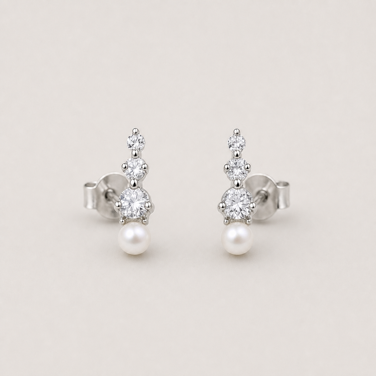 Trilogy 5-6mm white Japanese Akoya pearl stud earrings