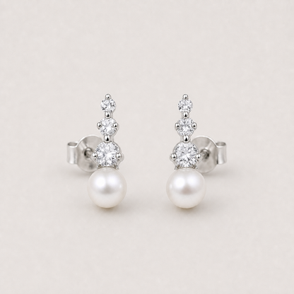 Trilogy 6-7mm white Japanese Akoya pearl stud earrings
