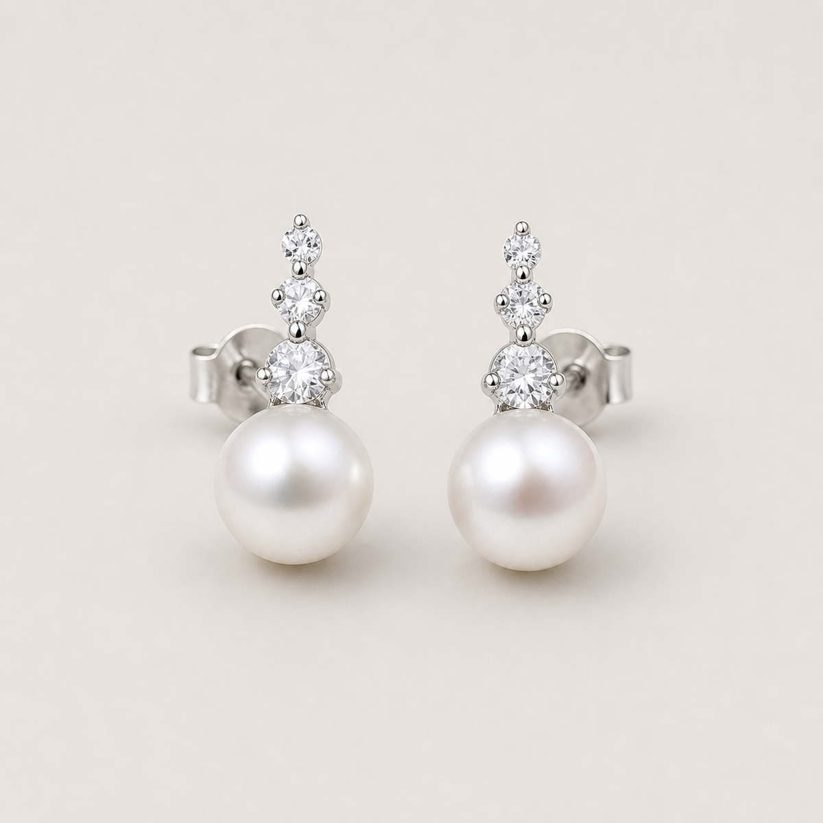 Trilogy 10-11mm white freshwater pearl stud earrings