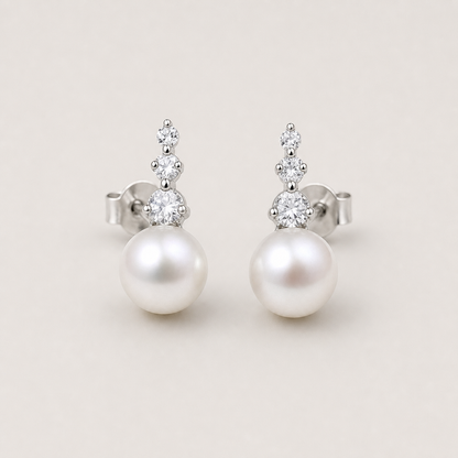 Trilogy 10-11mm white freshwater pearl stud earrings