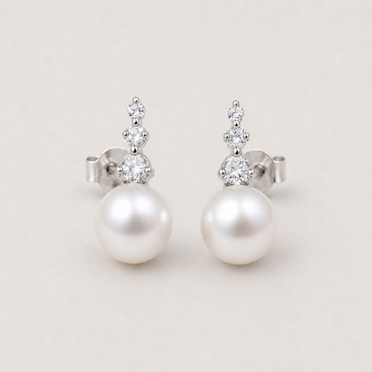 Trilogy 11-12mm white freshwater pearl stud earrings