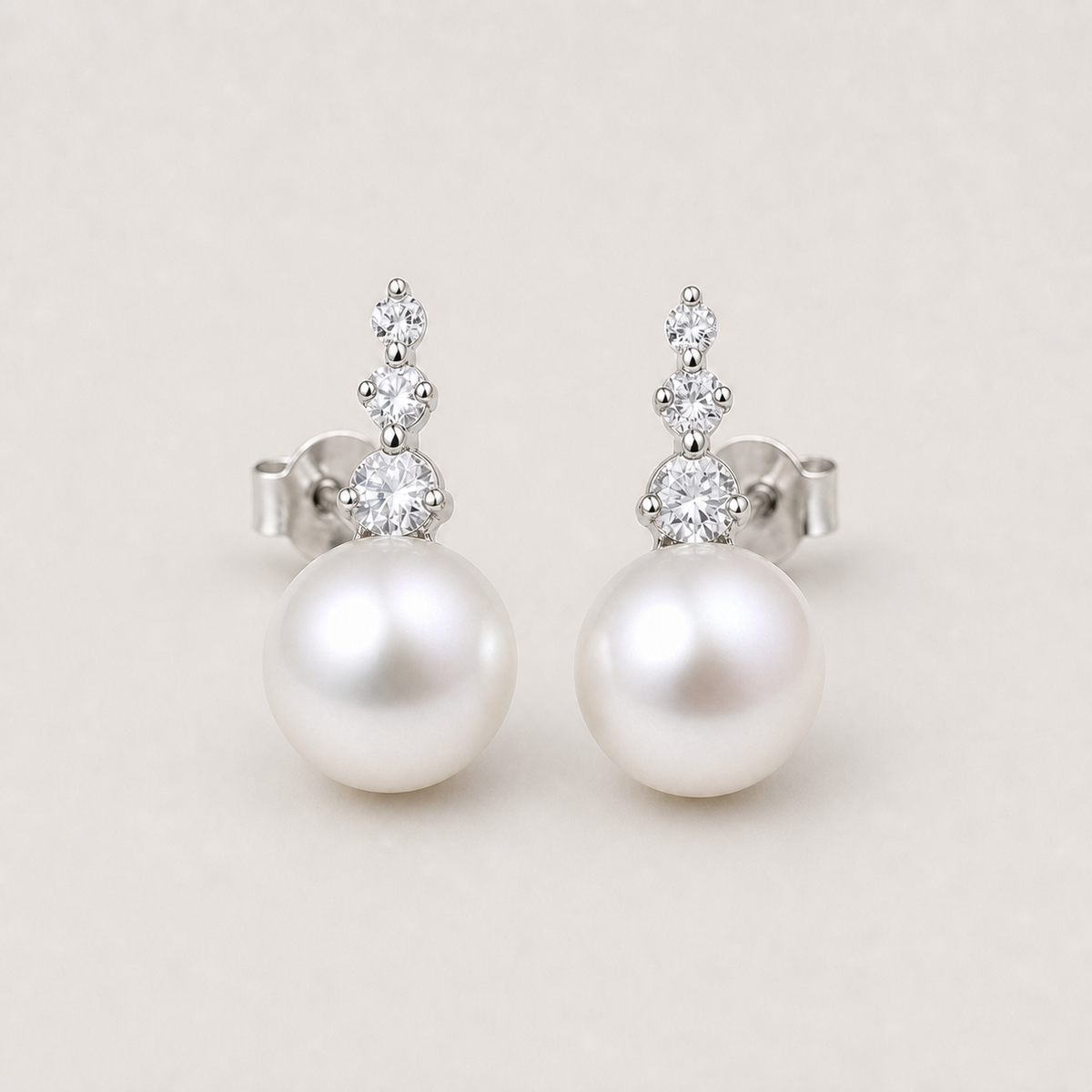 Trilogy 12-13mm white freshwater pearl stud earrings