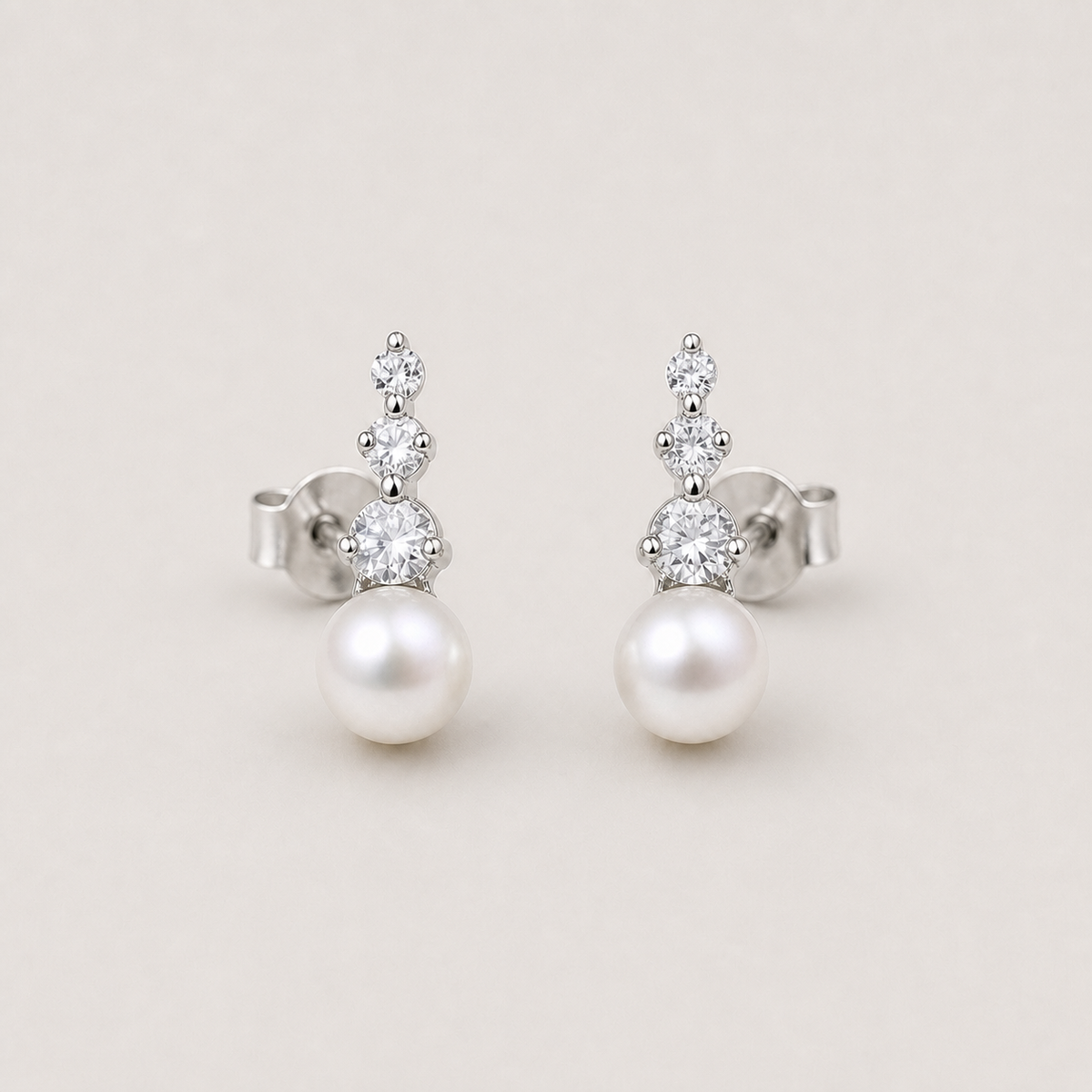 Trilogy 8-9mm white freshwater pearl stud earrings