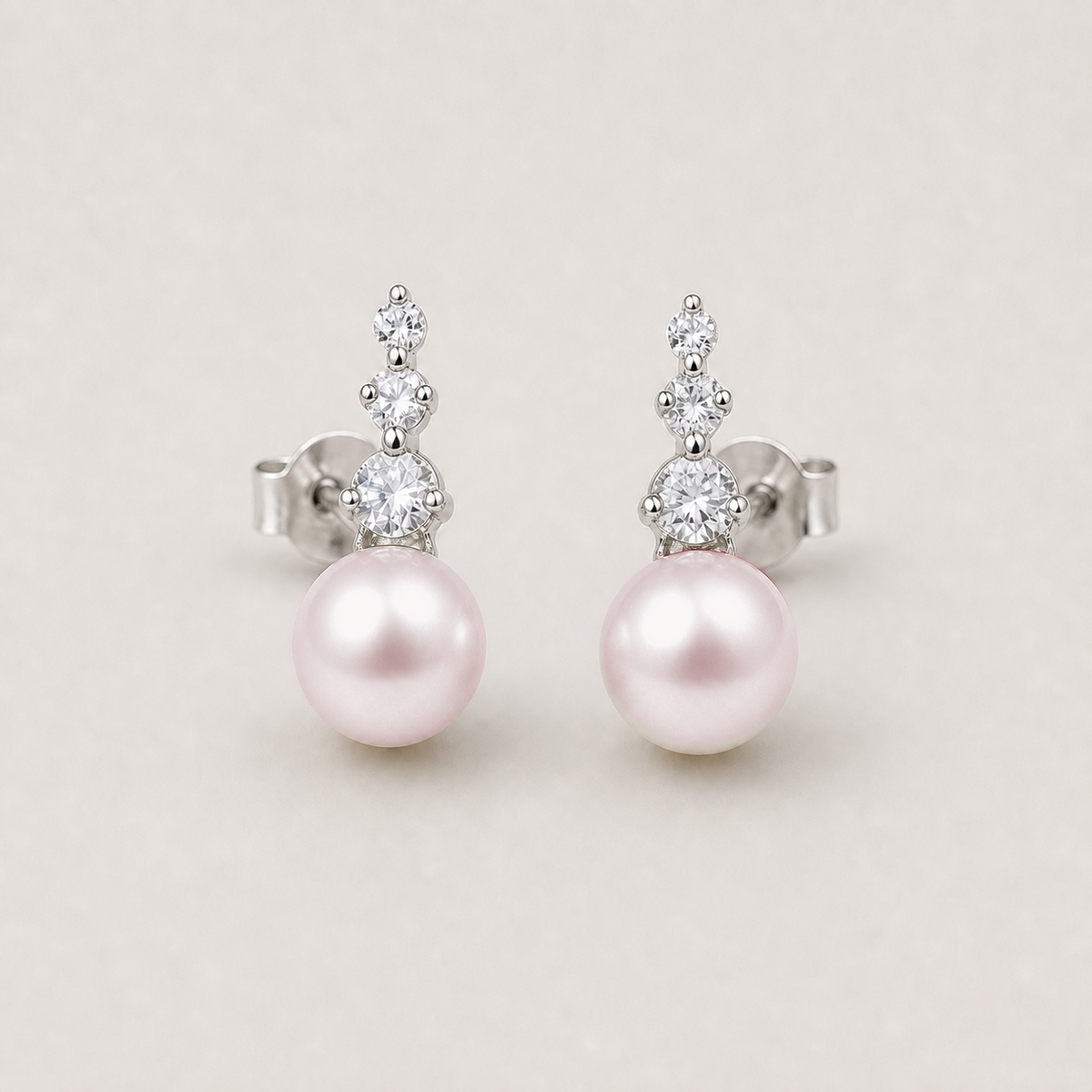 Trilogy 9-10mm pink freshwater pearl stud earrings