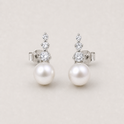 Trilogy 9-10mm white freshwater pearl stud earrings