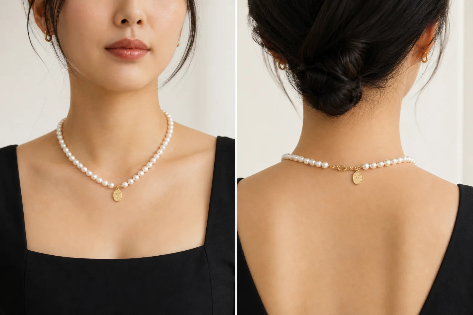 Front-center and back-by-clasp personalization placement examples